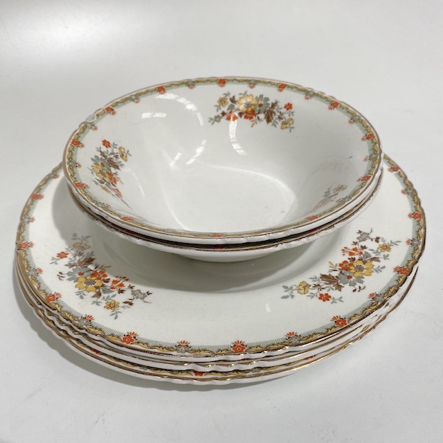 DINNERWARE, Vintage - Brown Orange Floral